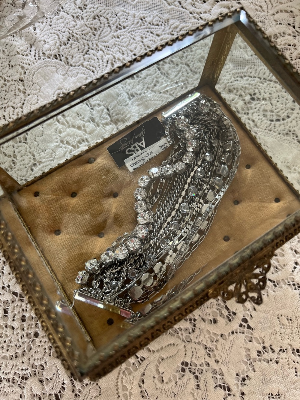 BRACELET NWT ABS Allen Schwartz bling rhinestones chains - Picture 1 of 16